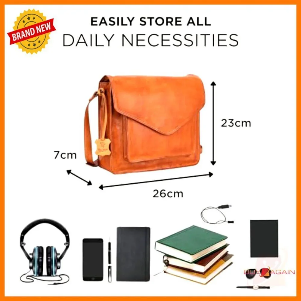 Genuine Leather Crossbody Bag, Adjustable Strap, Multi-Pocket Satchel